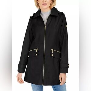 Michael Kors Petite Water-Resistant Hooded Raincoat